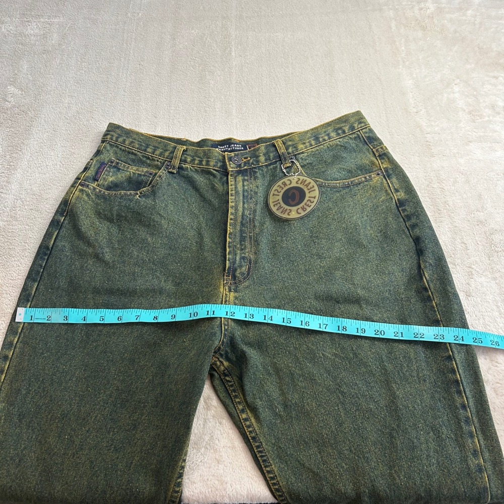 VTG Crest Jeans 17/18 Manufacturer Ombre Dyed Yellow Green Wide Leg Flare Y2K - Picture 7 of 9